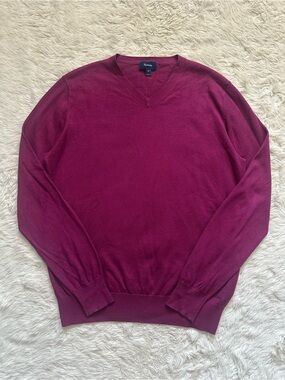 Faconnable Sweater Men’s V-neck Pullover Knit Silk Cotton Cashmere Blend Sz S